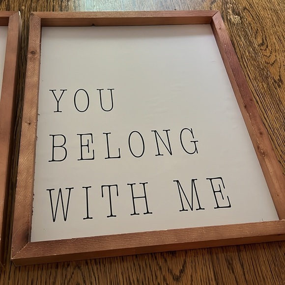 LIKE NEW I BELONG WITH YOU YOU BELONG WITH ME WOODEN SIGNS SET - Picture 6 of 8